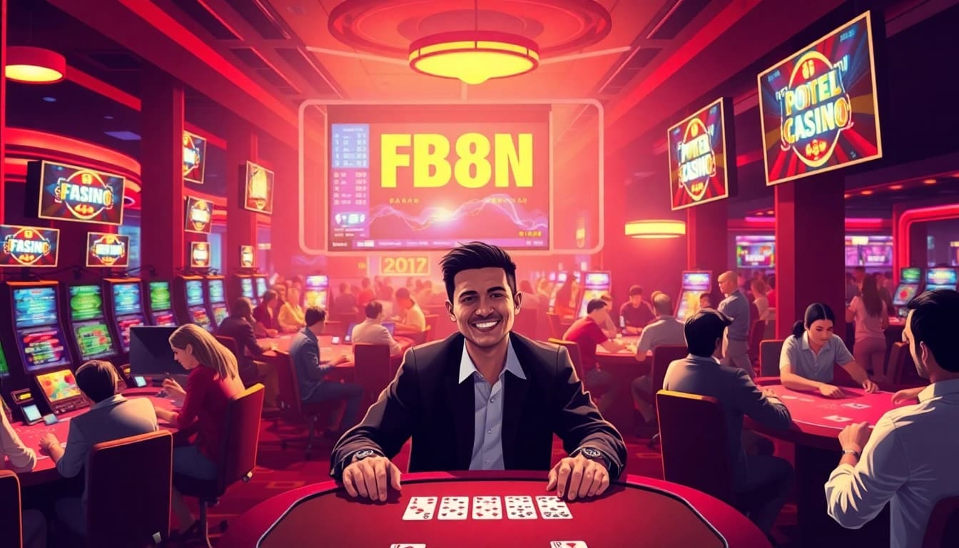 Players enjoying a thrilling gaming experience at https://fb88nn.com/ with vibrant casino decor and enthusiastic atmosphere.