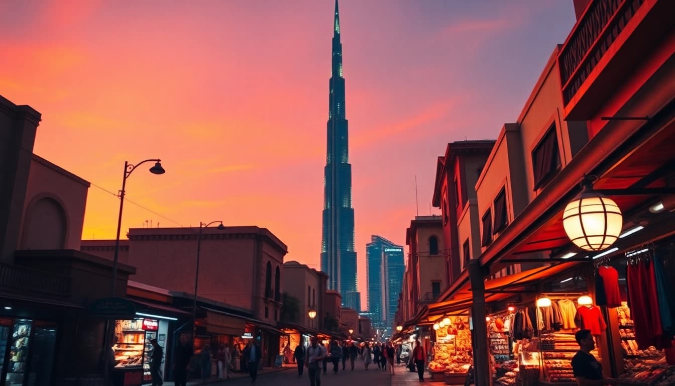 Explore the stunning skyline of Dubai with vibrant markets, ideal for those looking to Travel to Dubai.