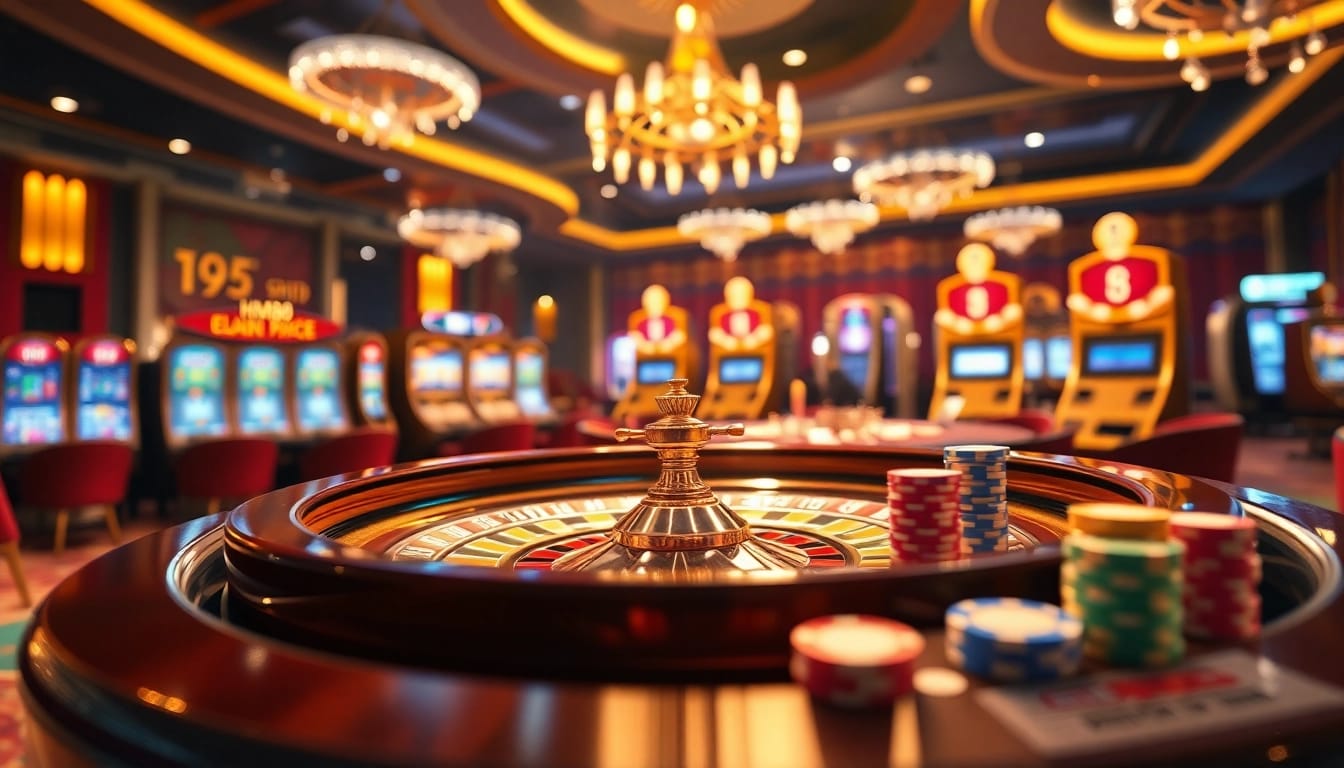 Experience the thrill of gambling at hm88 with vibrant casino tables and colorful chips.