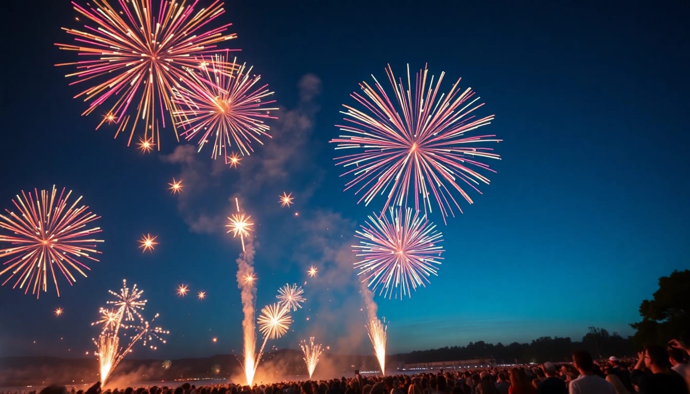 Watch vibrant wholesale fireworks light up the night sky during a stunning display.