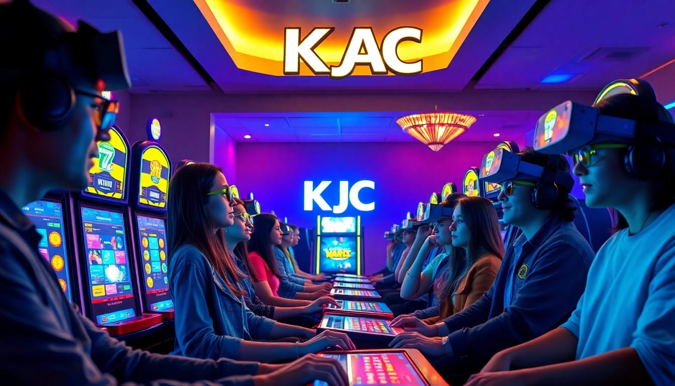 KJC AC vibrant gaming scene showcasing young adults engaging in interactive activities and technology.