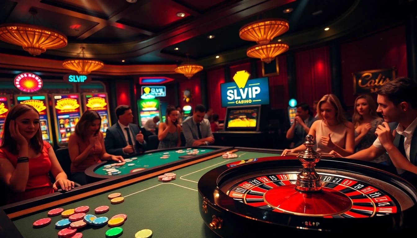 Engage in thrilling games at SLVIP, featuring vibrant slot machines and roulette!