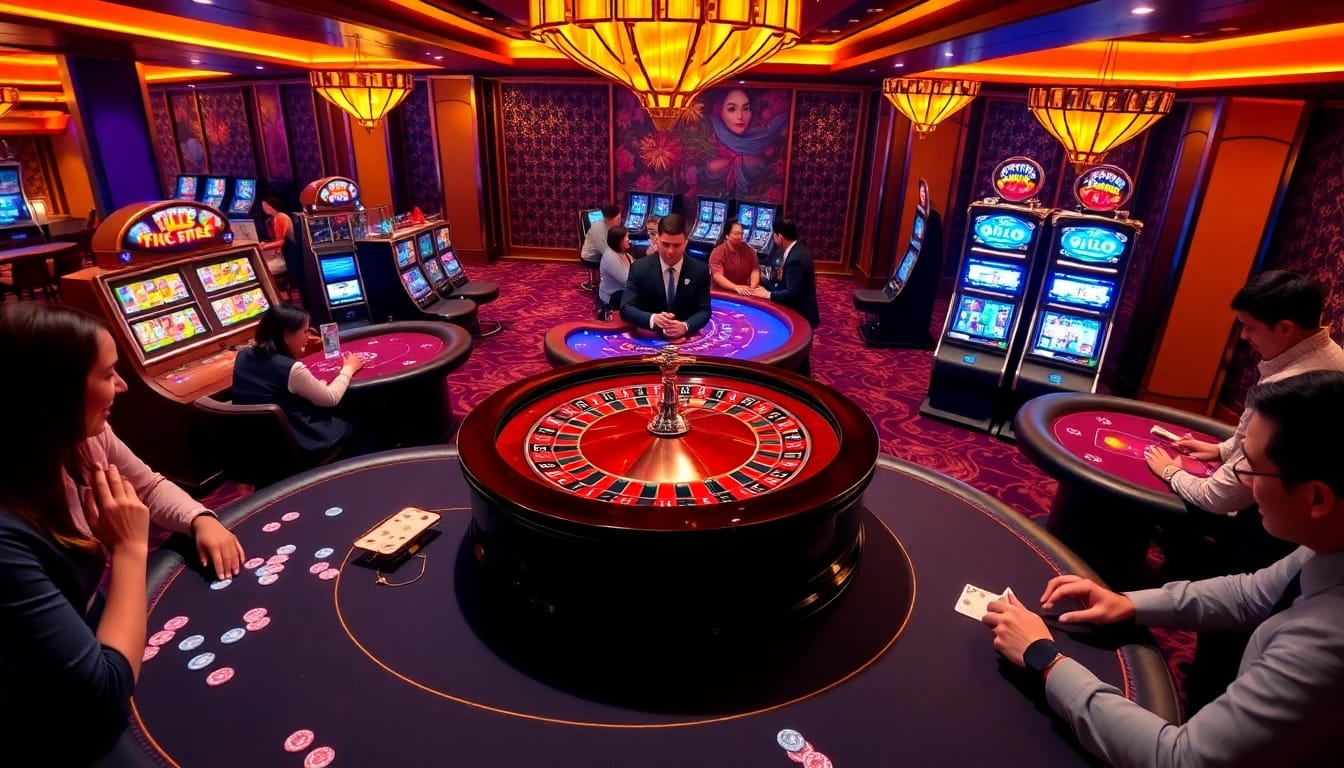 Experience thrilling gambling action at Kp88.com with luxurious casino visuals and vibrant atmosphere.