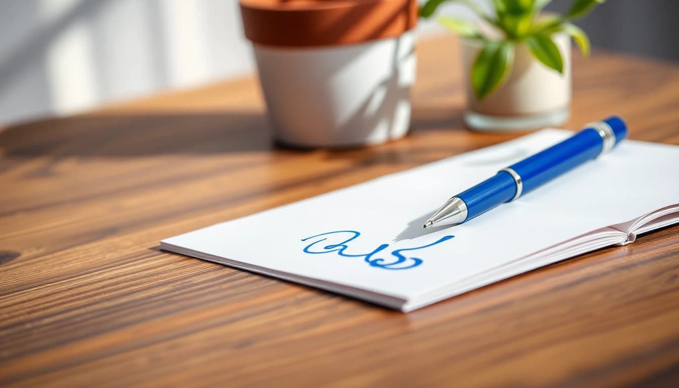 A blue handwriting pen creating smooth lines on a white page, showcasing its ink quality.