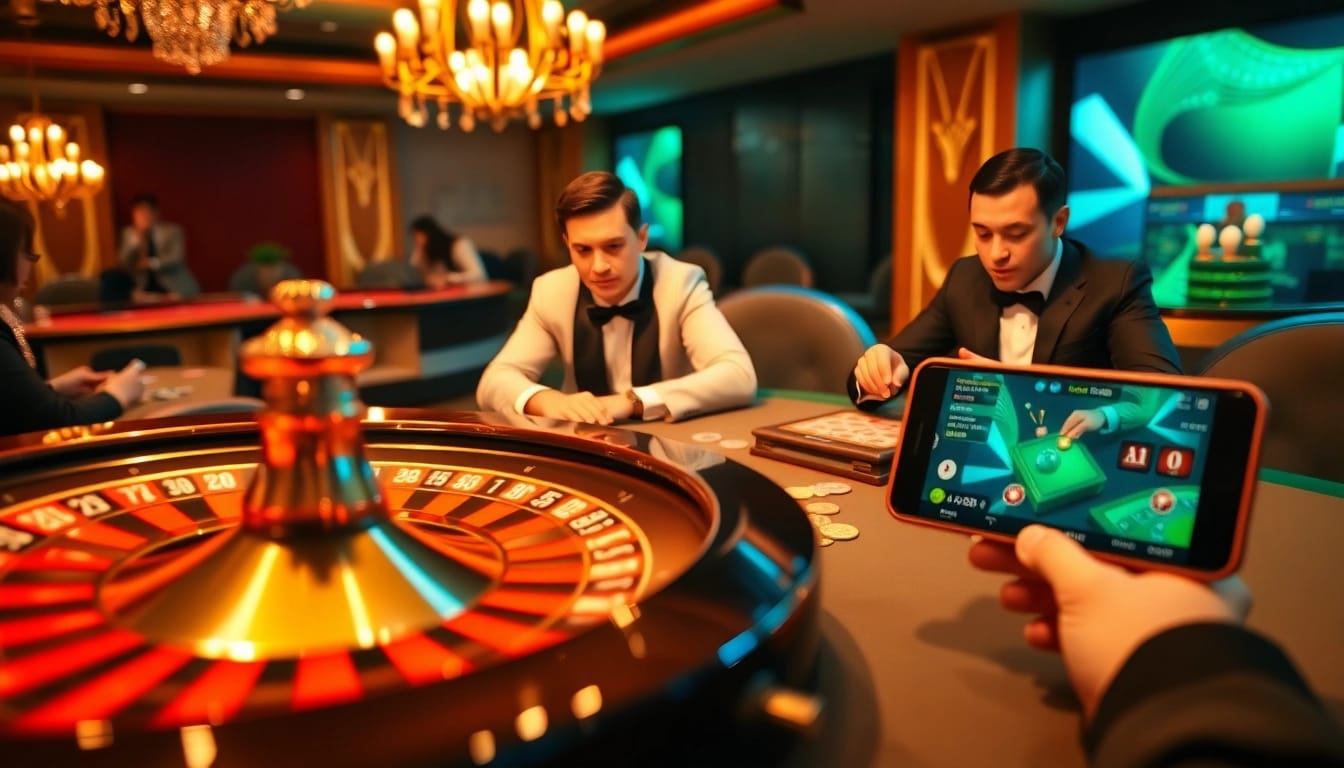 Players enjoying high-stakes poker in the luxurious casino atmosphere of LIÊN MINH KJC.