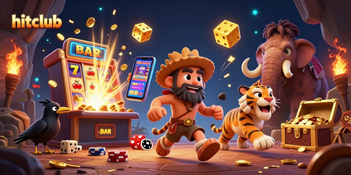 Engage in thrilling gameplay at hitclub, featuring a lively prehistoric casino with dynamic slots and lively characters.
