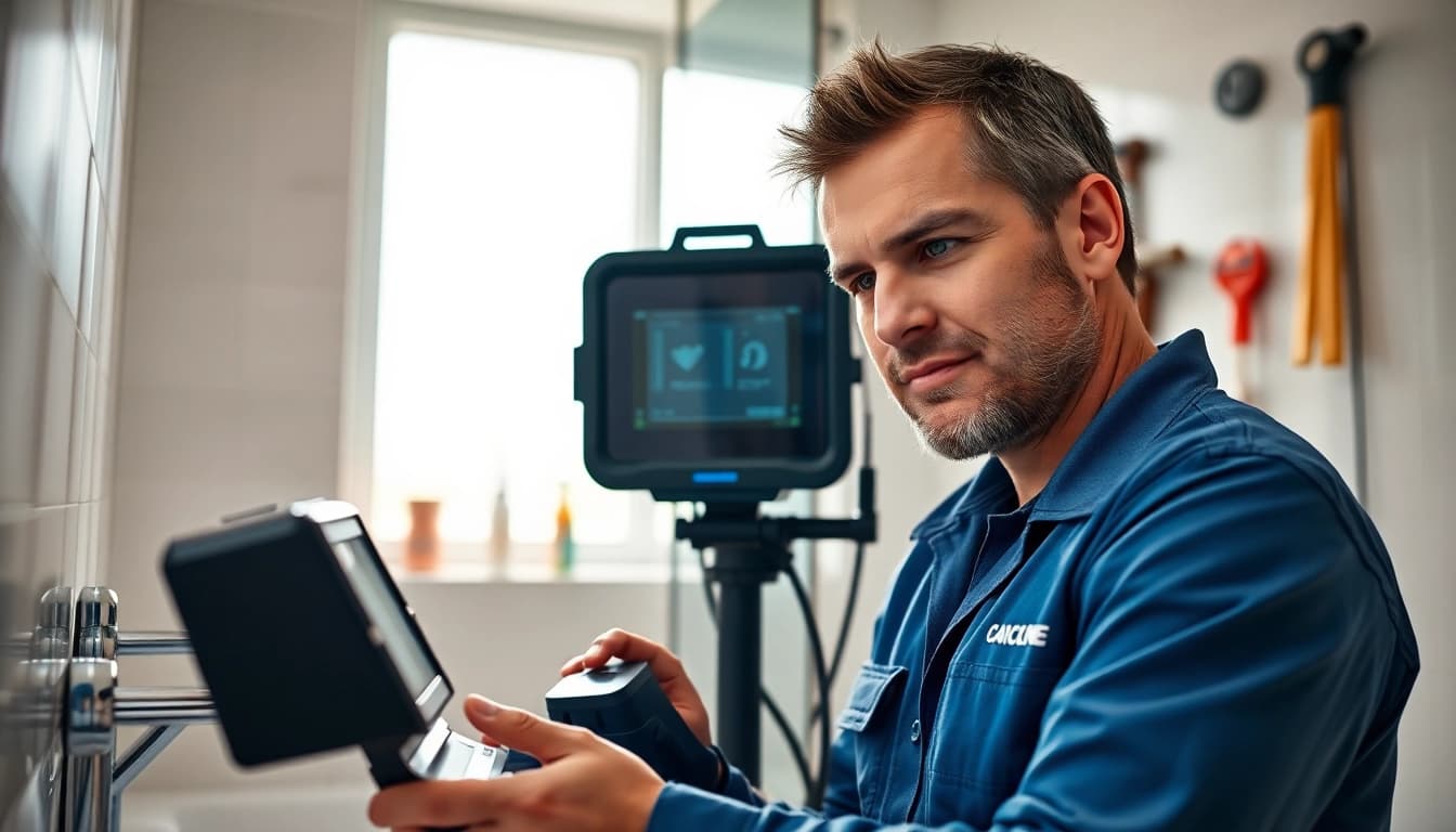 Technician conducting specialist leak detection with advanced tools and technology.