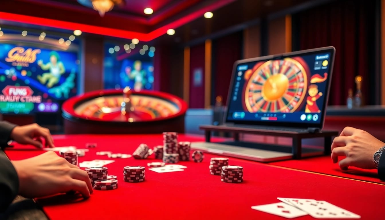 Play exciting card games at Fun88 with vibrant casino atmosphere and professional poker setups.