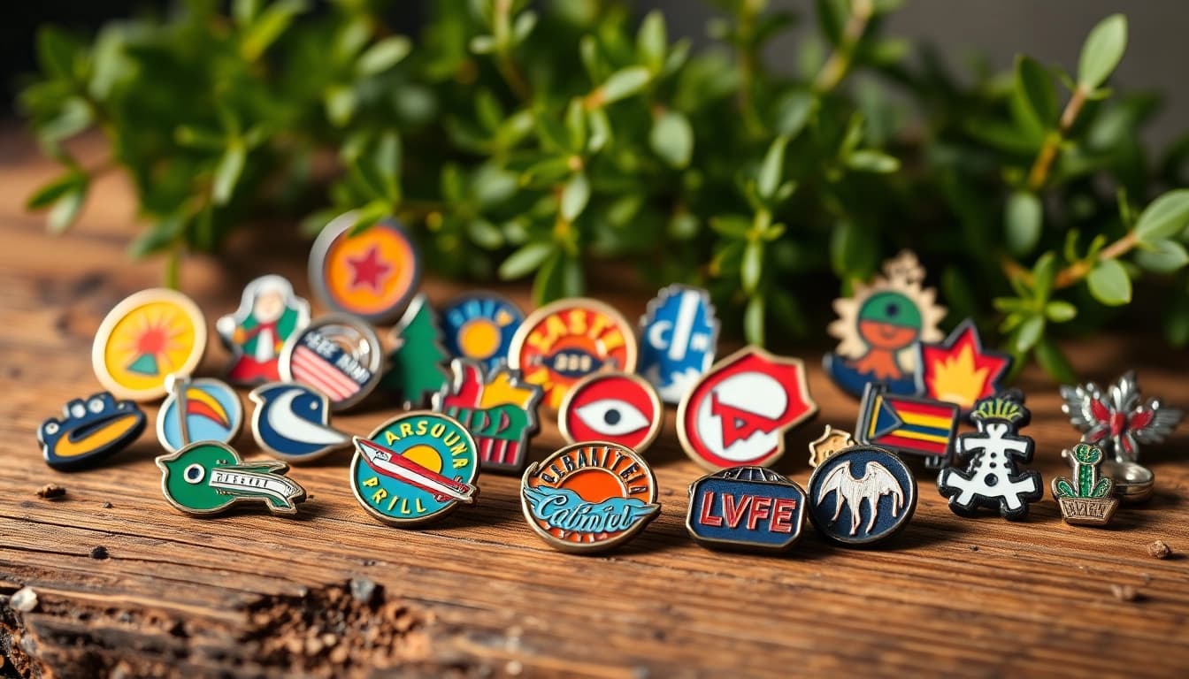 Discover unique custom enamel pins featuring vibrant designs and textures, perfect for collection or gifting.