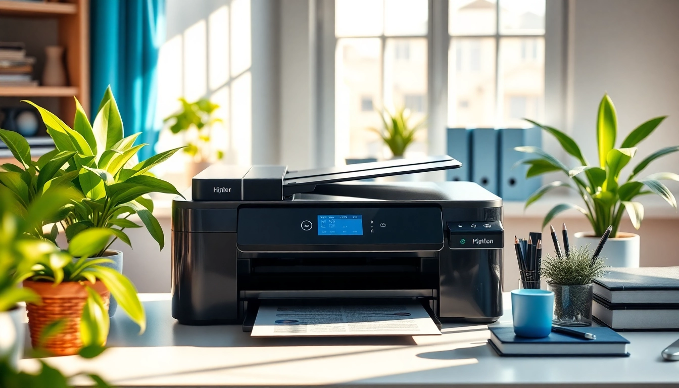 An inkjet printer on a stylish desk, perfect for enhancing home office productivity.