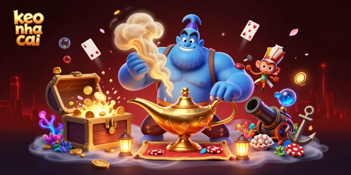 Engage with keo nha cai through a dynamic casino experience featuring a mystical genie and treasure.