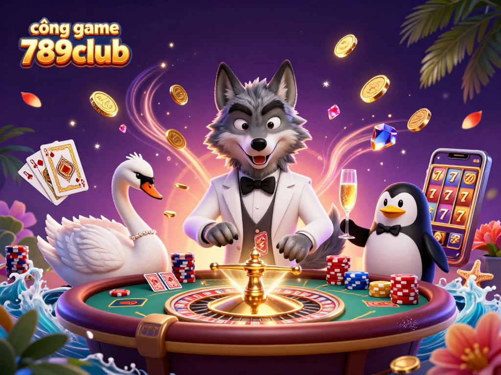 Experience excitement at cổng game 789club with a vibrant casino scene featuring playful characters and stunning visuals.