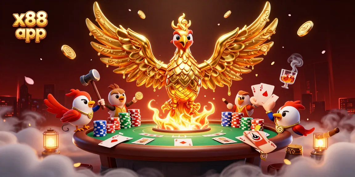 Experience exciting gameplay with the x88 app, featuring unique golden phoenix and poker elements.