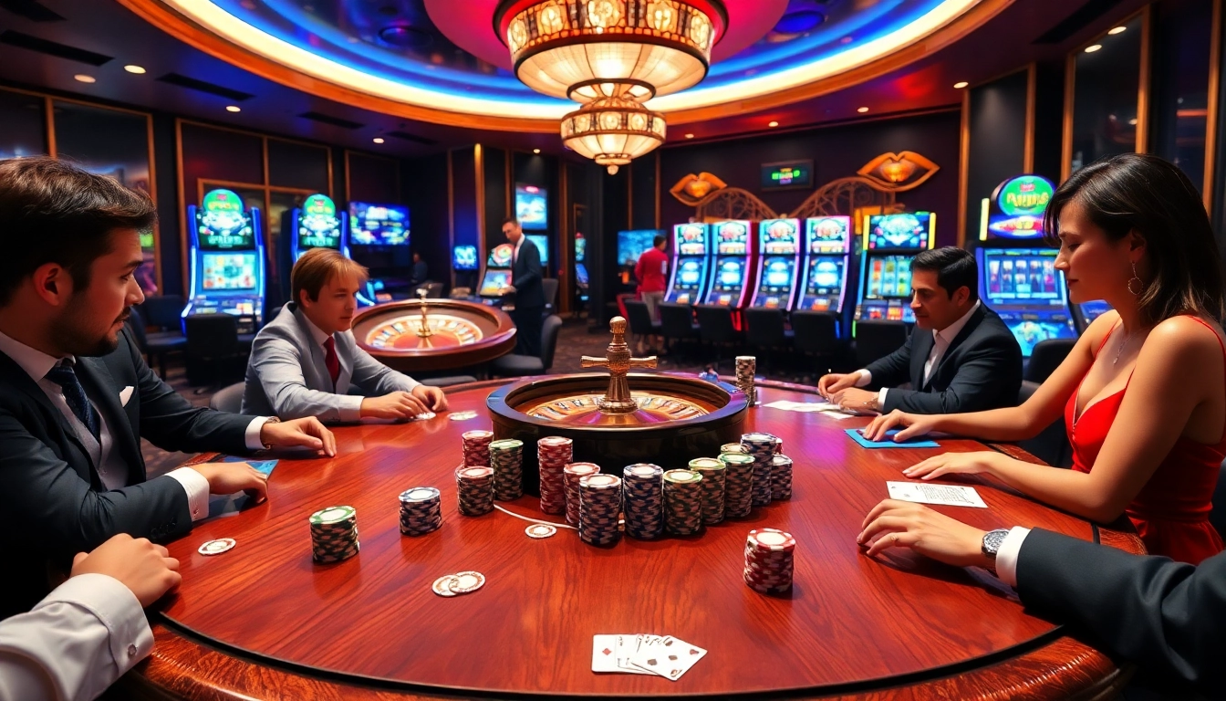 Players strategizing at a poker table with chips and cards, showcasing the excitement of https://king88b.us.com/.