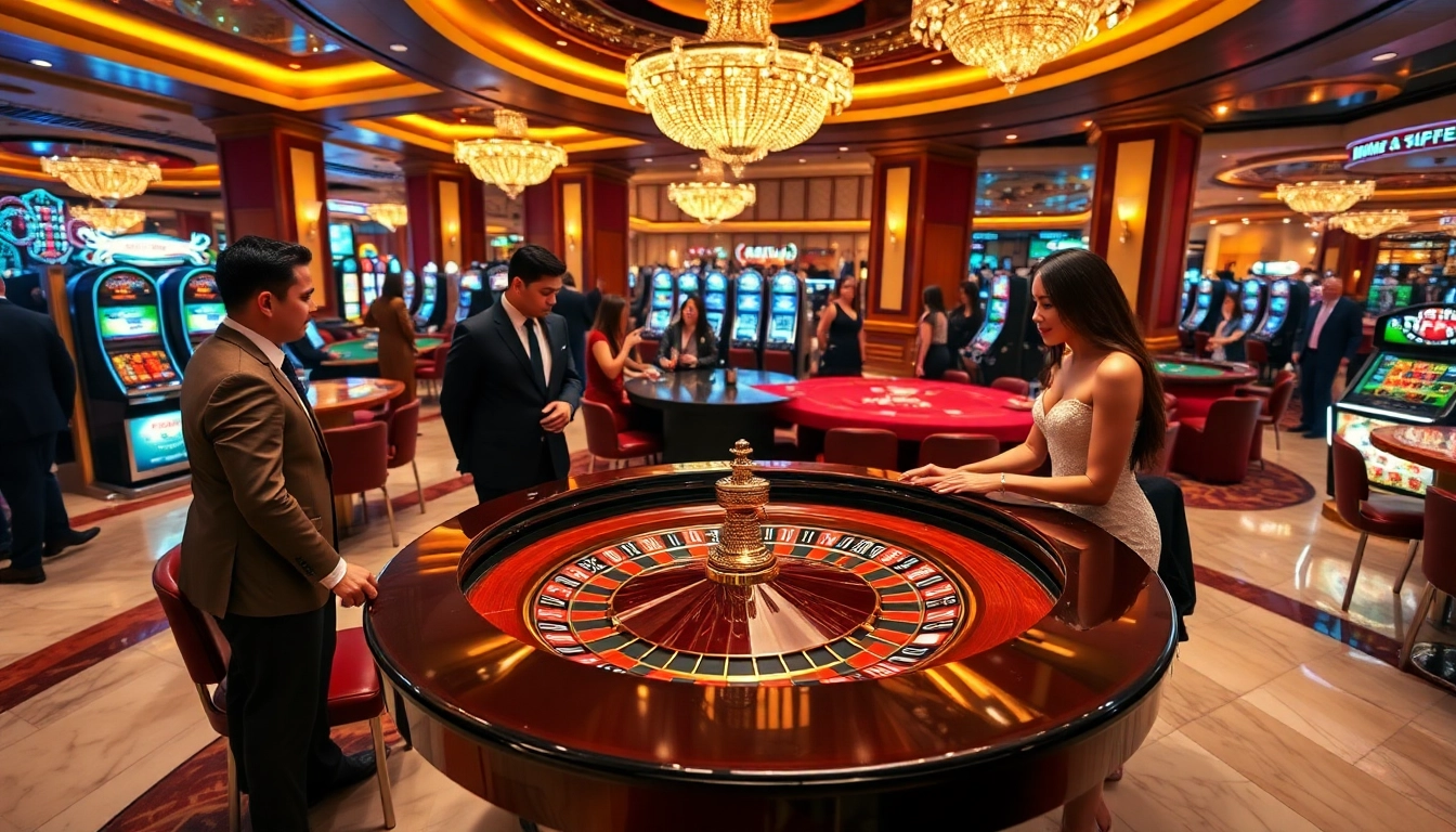 Experience thrilling gaming at https://thabetvip.biz/ featuring vibrant casino scenes with roulette and poker action.