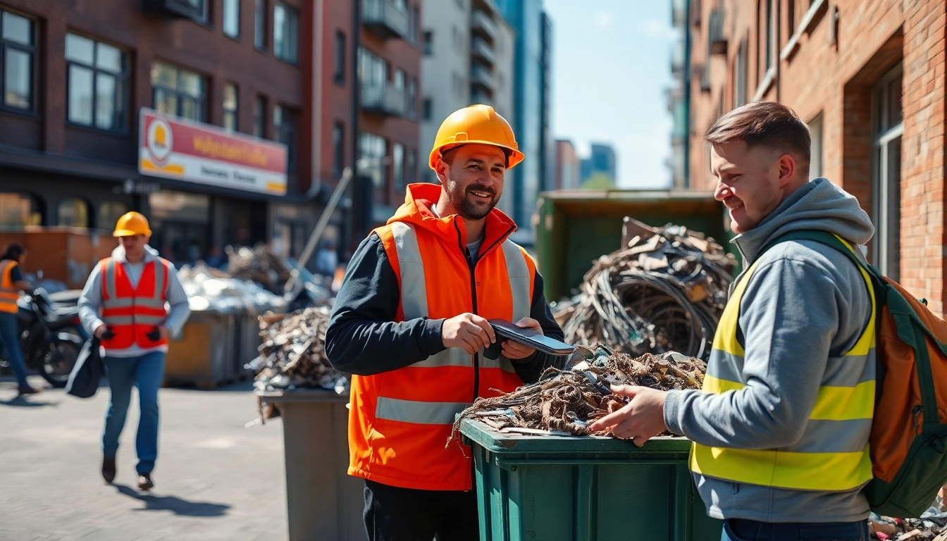Efficient Schrotthändler Wuppertal team collecting recyclable metal waste from a residential area.