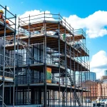 Scaffolding Manchester showcasing robust scaffolding structures in a vibrant city setting.