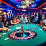 M88 gaming table filled with excited players enjoying thrilling casino games.