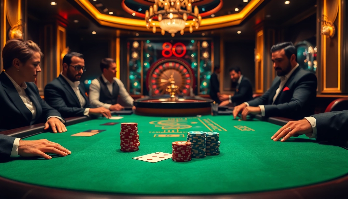 Experience the thrill of MM88 LINK at a vibrant casino table with poker chips and cards.