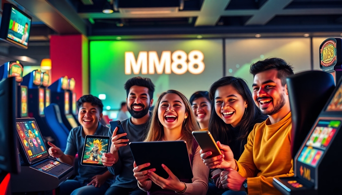 Players enjoying MM88 online gaming platform, showcasing excitement and engagement at https://mm88.agency/.