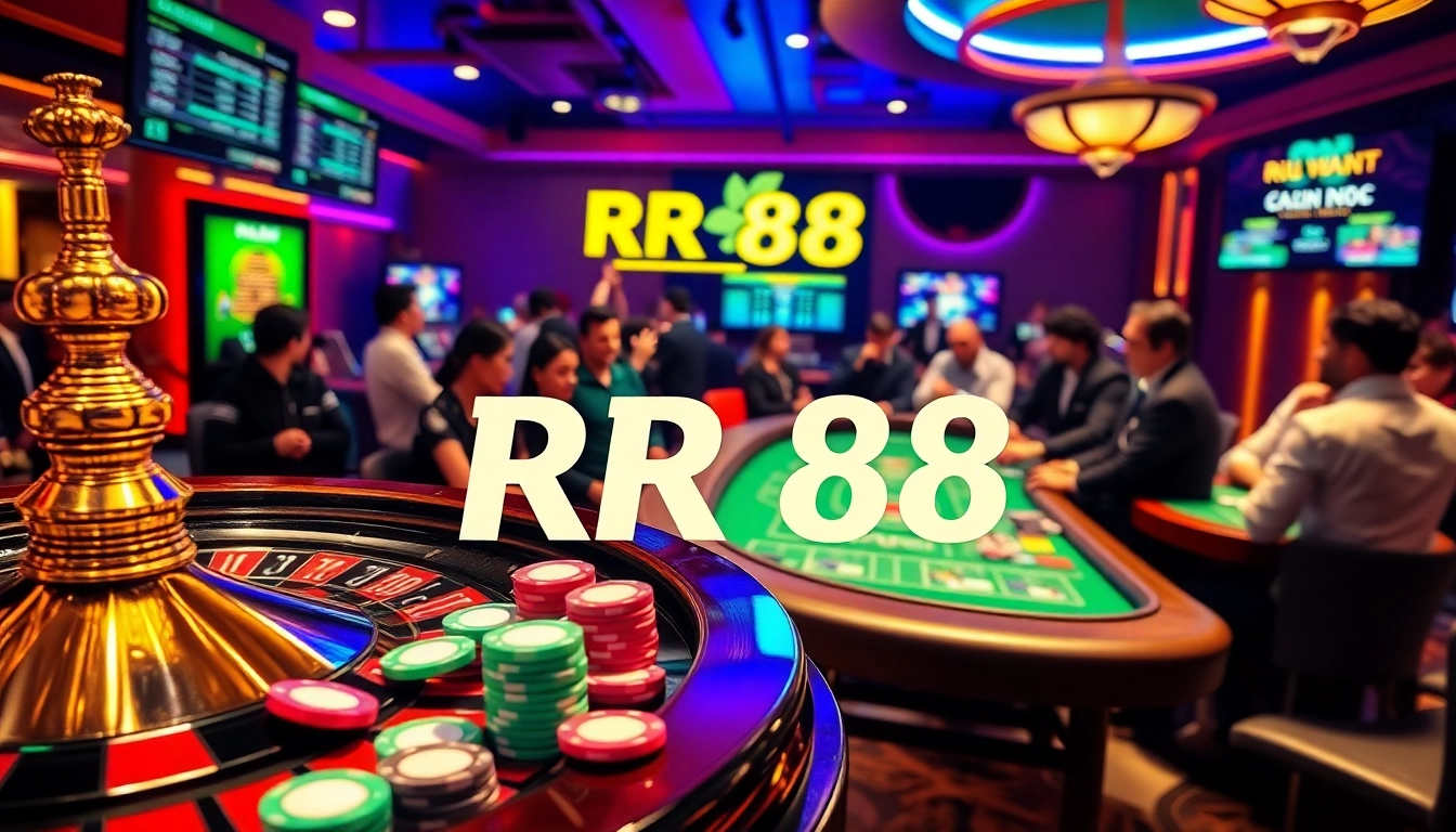 Experience the excitement of RR 88 at a luxurious casino table with poker chips and roulette.