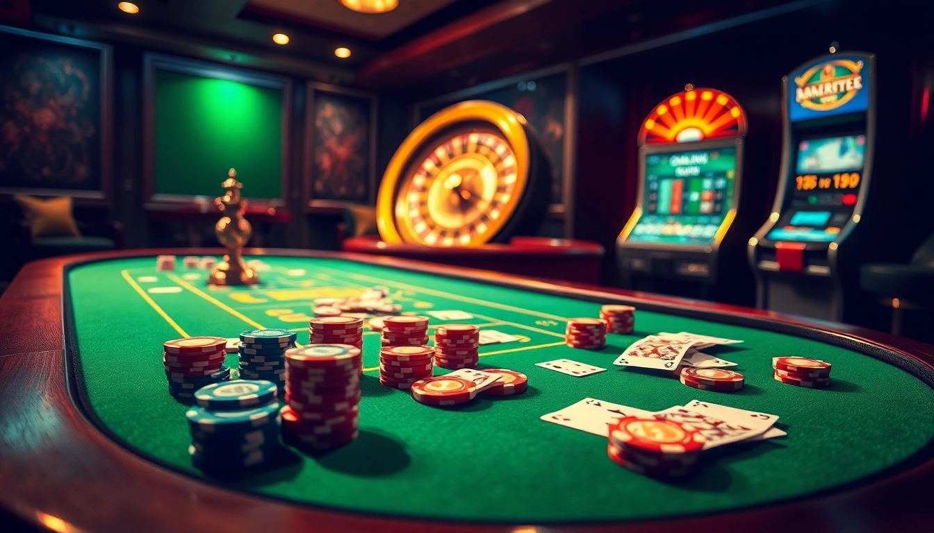 Experience high-stakes fun at https://rr88c.mobi/ with vibrant poker chips and cards at a luxurious casino.