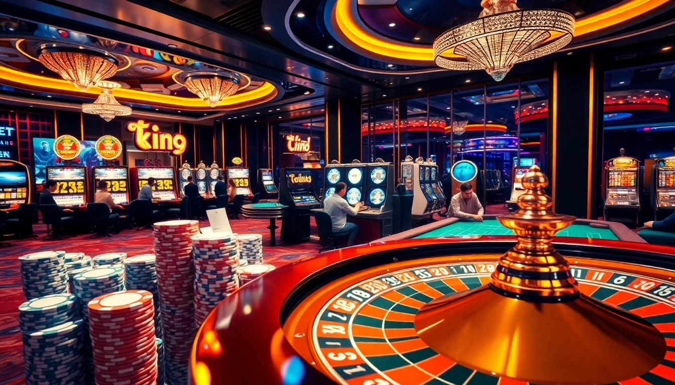 Engaged gamblers enjoying a thrilling experience at Thabet's luxurious casino.