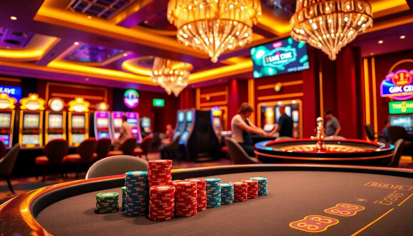 Enjoy thrilling moments at Nhà cái GK88 with an elegant casino ambiance capturing poker and roulette action.