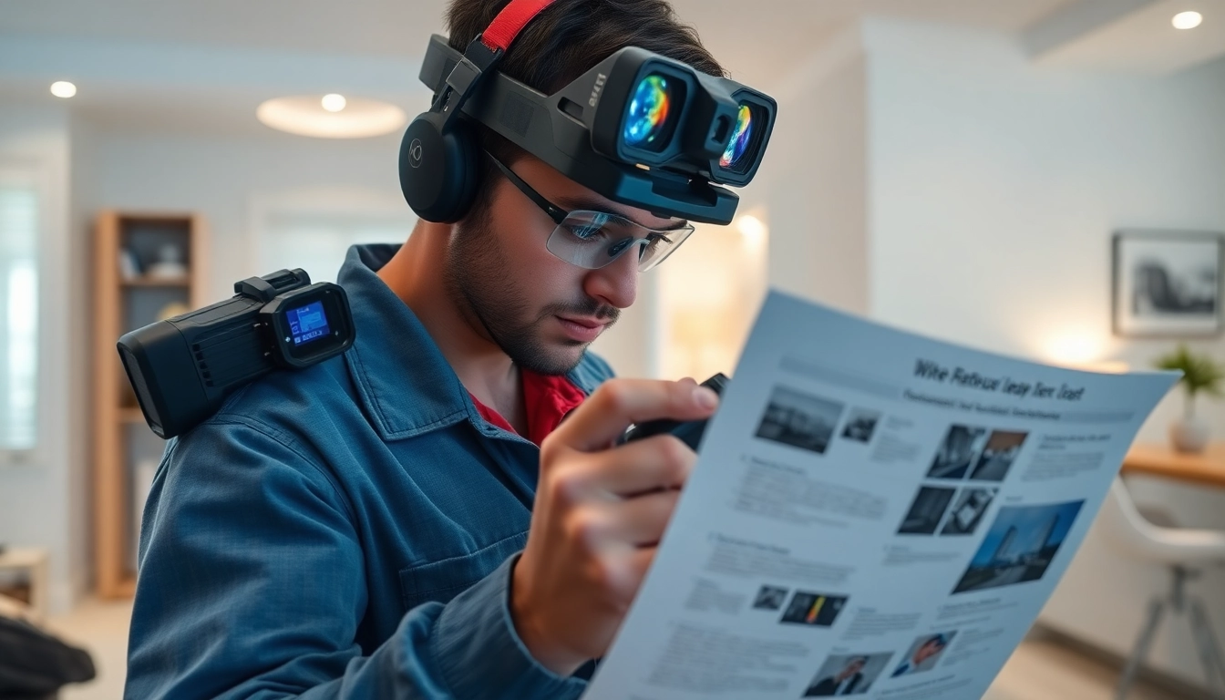 Water leak detection technician using advanced tools in a modern home, showcasing expertise and trust.