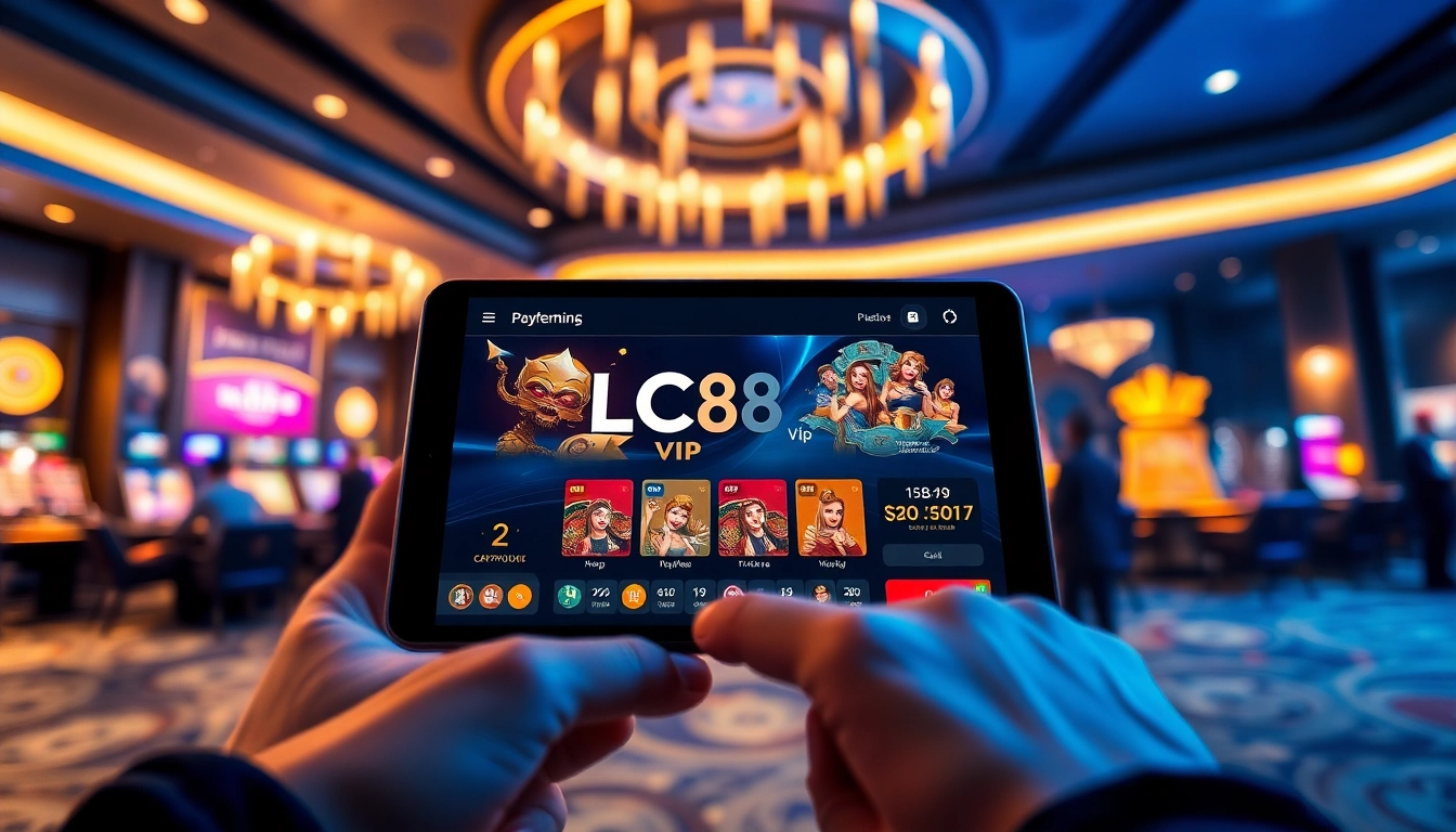 Engaging scene of LC88 Vip online gaming interface showcasing luxury and excitement.