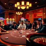 Engaged players strategizing in a vibrant casino setting emphasizing gamebaidoithuong excitement.