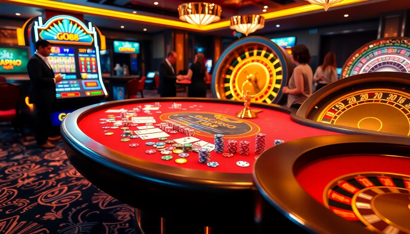 Players enjoying the excitement of GO88 casino games with vibrant gaming elements.