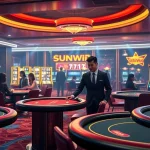 Exciting SUNWIN casino scene featuring vibrant gaming tables and players engaged in action.