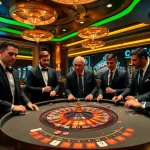 Players engaging in a high-stakes game at an MK8 casino table, showcasing excitement and strategy.