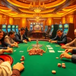 b52club table with players enjoying poker and slot machines, capturing the thrill of casino gaming.