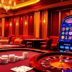Experience the excitement of gaming on trang chủ gg88 with luxurious casino visuals featuring roulette wheels and poker tables.