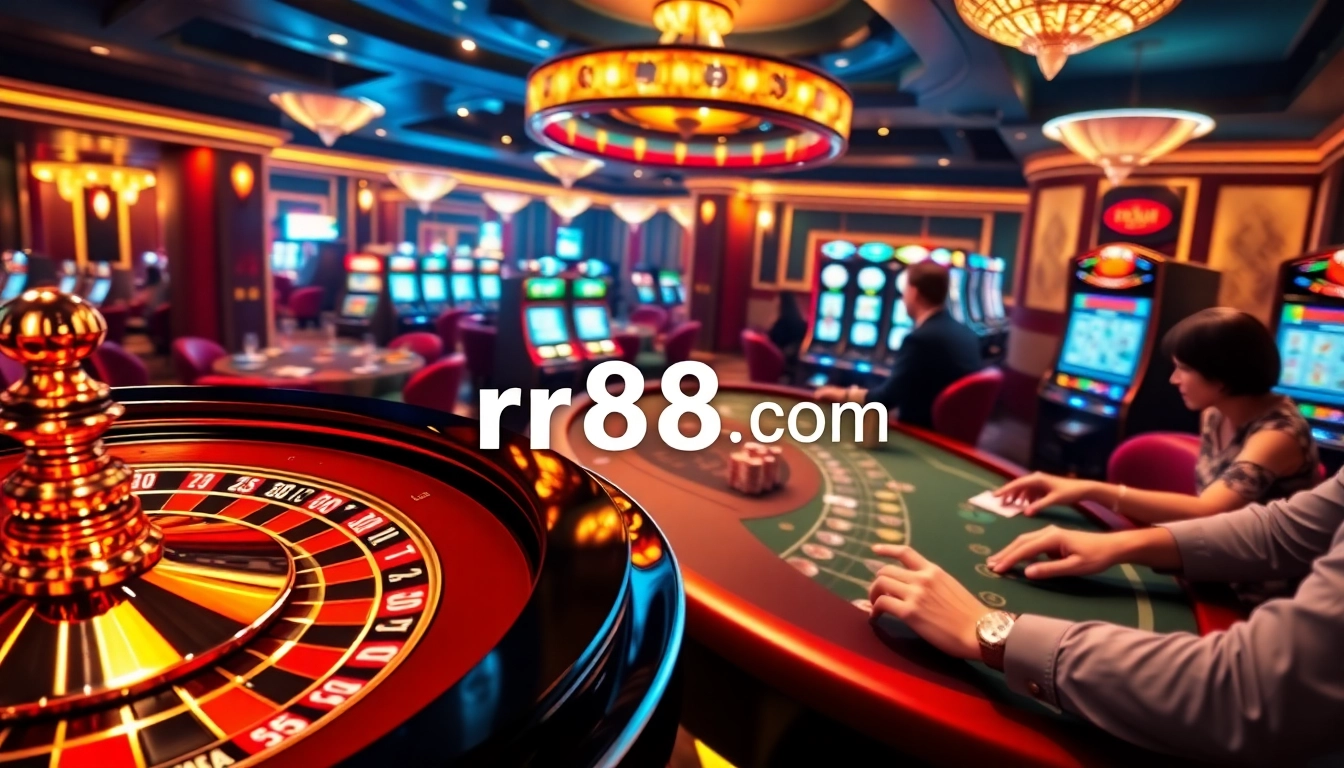 Experience the thrill of gambling at rr88 com with vibrant casino visuals and engaging gameplay elements.