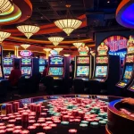 Players enjoying the excitement of nổ hũ slot machines in a vibrant casino atmosphere.