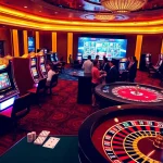 Players engaging with Sumvip gaming interface amid vibrant casino atmosphere.