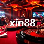 Experience the excitement of xin88 with dynamic casino tables, roulette wheels, and engaged players.