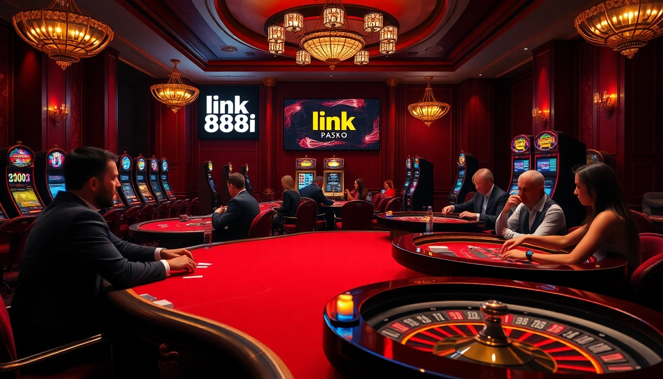 Experience excitement at a casino with link 88i prominently featured on gaming interfaces.