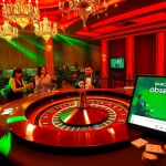 The vibrant casino scene highlights exciting games at bancadoithuong.observer's roulette table, filled with eager players and cards.