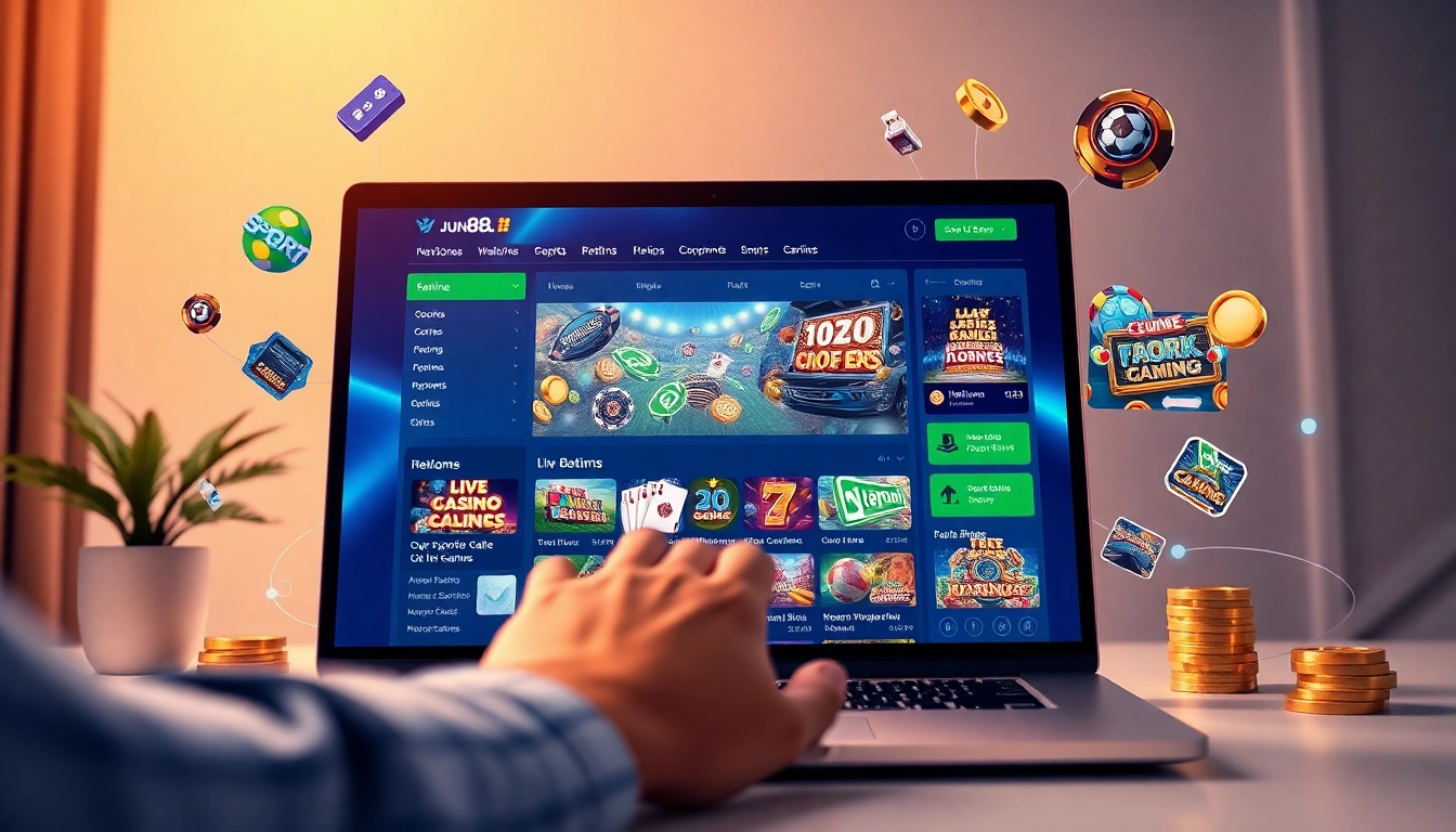 Explore diverse gaming options at https://jun88pl.com/, featuring a modern online betting platform with engaging visuals.