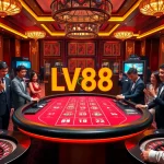 Players enjoying the exciting LV88 casino experience with vibrant tables and atmosphere.