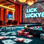 Cảnh bàn casino LUCK8、LUCKY8 với vòng roulette rực rỡ và chip bài poker.