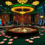 Experience the thrilling atmosphere of 32Win casino with engaging roulette and blackjack tables.