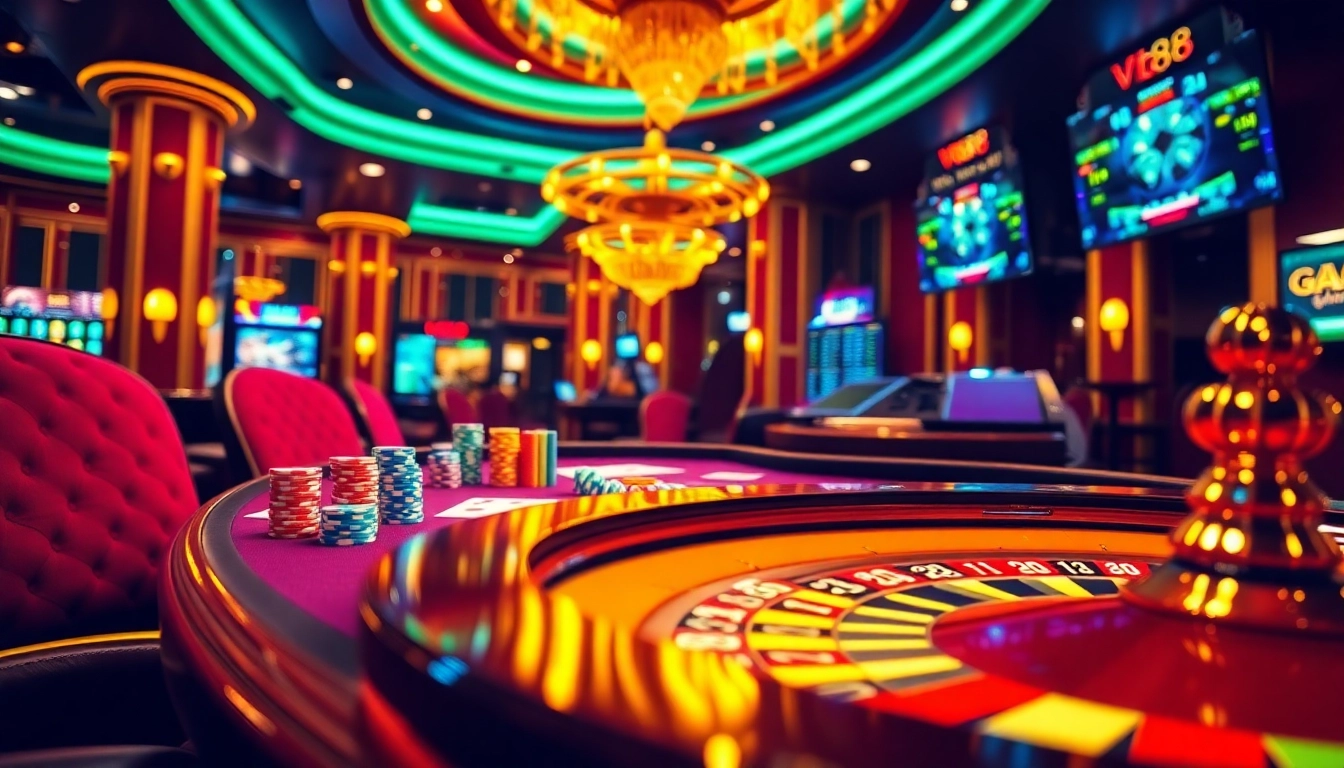 Experience the excitement of vt88 at a luxurious casino table filled with chips and cards.