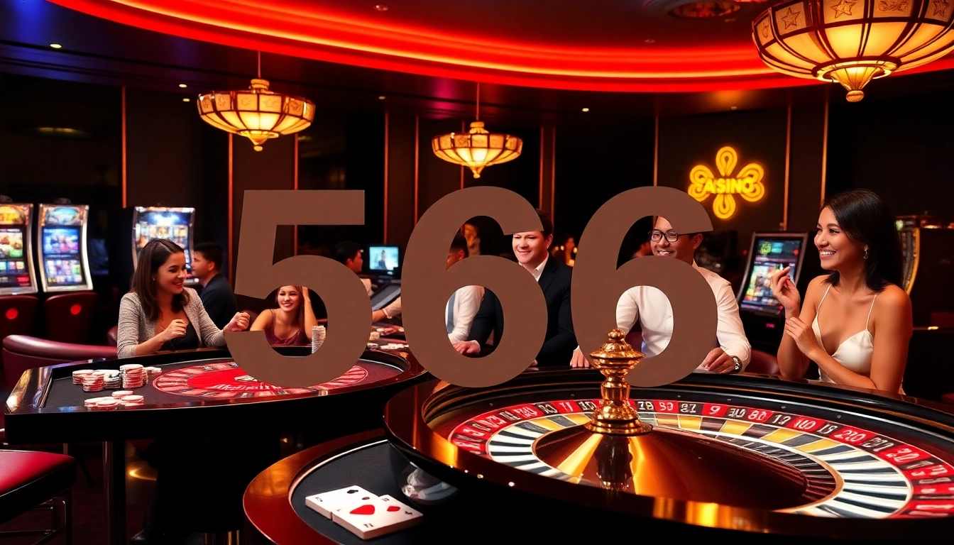 Experience thrilling gameplay at 566 online casino with vibrant games, chips, and players.