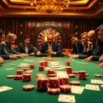 Players engaged in an exciting game at king88 casino, showcasing poker chips and cards.