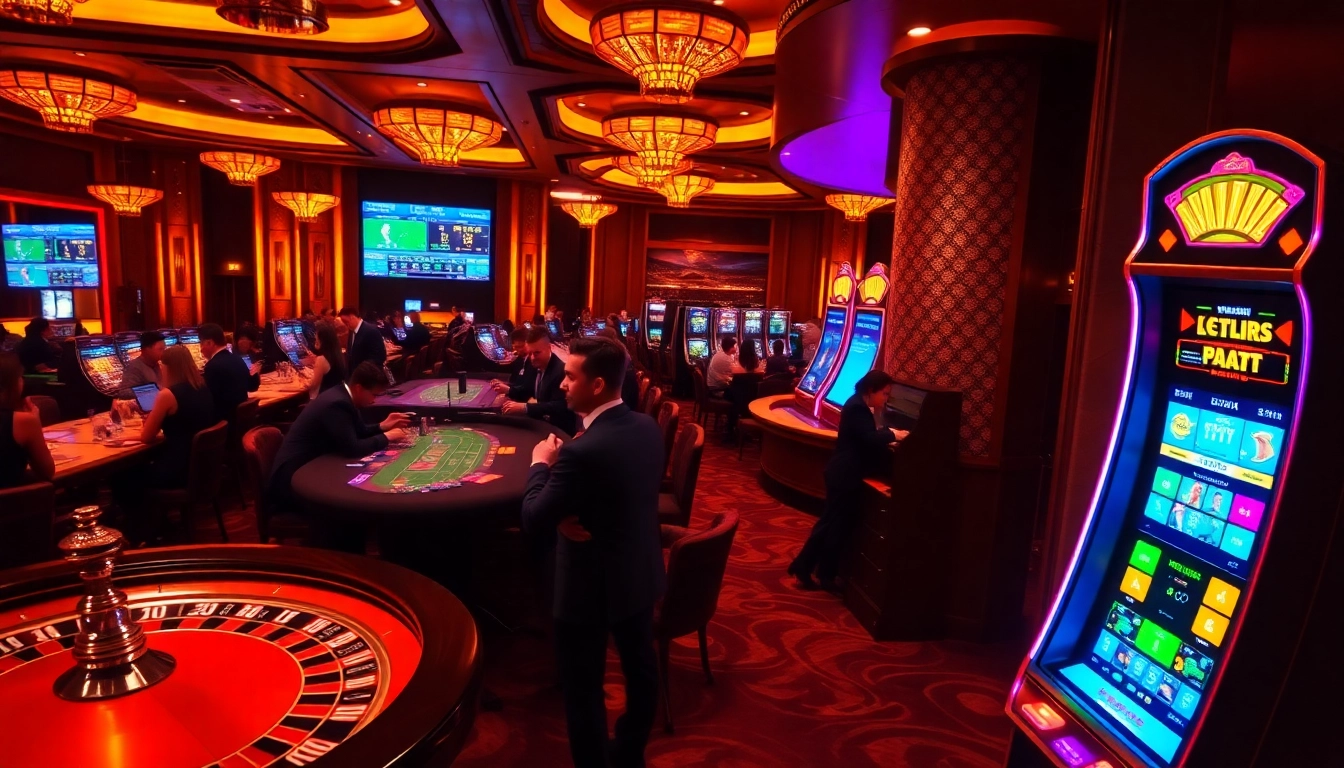 Experience thrilling betting actions at https://vmax1.co/ in a luxurious casino setting with vibrant tables.